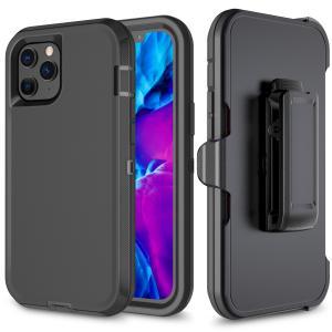 SHOCKPROOF DEFENDER CASE WITH HOLSTER FOR IPHONE 16 PRO - Black